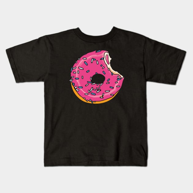Bitten Pink Glazed Donut Kids T-Shirt by okpinsArtDesign